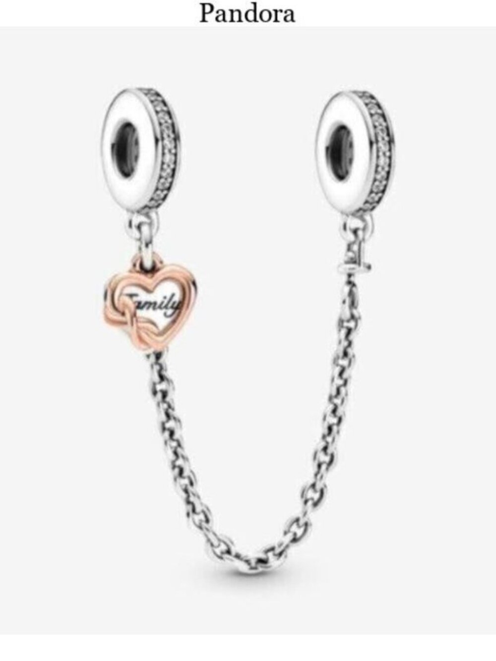 Pandora Family Heart Safety Chain Charm